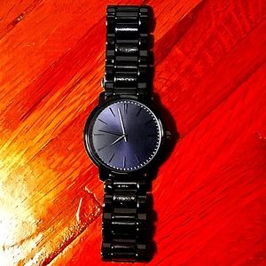 mens BKE  BRAND ALL BLACK WATCH WITH STEEL BEZZEL